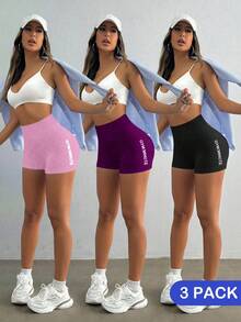 Velisys Velisys Women's Letter Print Daily Fitness Sports Shorts - Multicolor - View 4