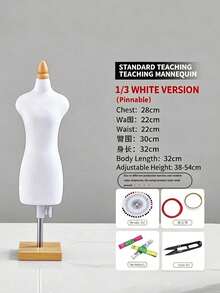1 Mini Mannequin Sewing Teaching Prop With Square Base For Clothing Display - Beige - View 4