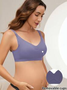 Moonlight&Mama 孕婦純色哺乳內衣，適合休閒日常穿著 - 紫羅蘭色 - 查看 3