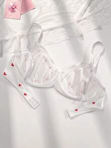 PetitDoll Đồ lót áo ngực in hình trái tim, Kawaii - trắng - Xem 2