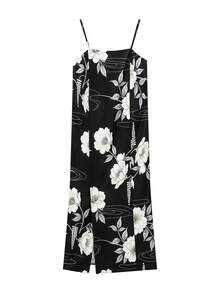 Irokai 日式傳統夏季女款兩件式和服浴衣 花卉印花（不含腰帶） - 黑色 - 查看 5