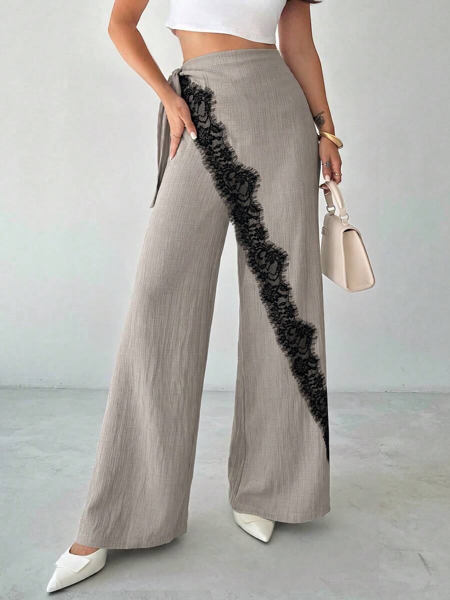 Firerie Women's Elegant Vacation Loose Wide Leg Long Pants, Fashionable Versatile, Apricot Color - Khaki - View 1
