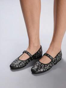 CUCCOO GRLICON Ladies, Willow Nails, Buckles, Flat Shoes. - Black - View 7