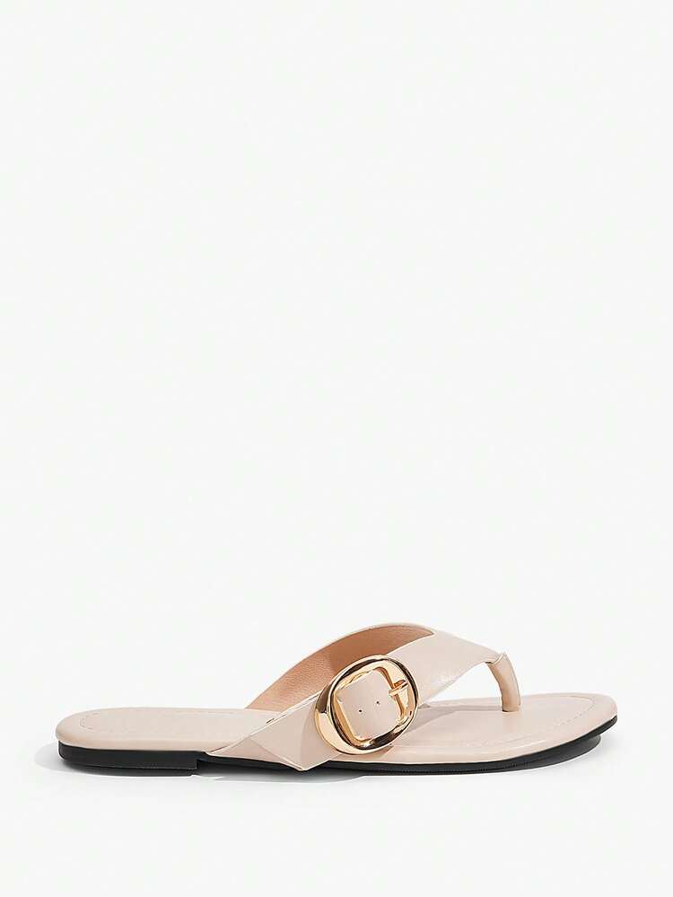 Grefit Ladies' Elegant Summer Apricot Flat-Bottomed Slippers - Apricot - View 6