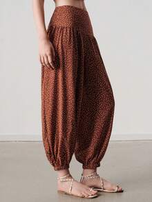 Aveloria Modichic Polka Dot Elegant Boho Fashion Casual Slimming French Vintage Commute Versatile 7/9 Length Pants Harem Lantern High Waist Everyday Vacation - Multicolor - View 5