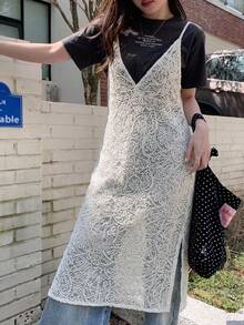FRIFUL Women's Fashion Casual Lace Camisole Dress Summer - Apricot - View 7