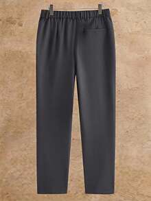 HIMLAND Men's Woven Fitted Casual Long Mid-Waist Straight Leg Dress Pants, Suitable For Spring And Summer - Grey - View 3