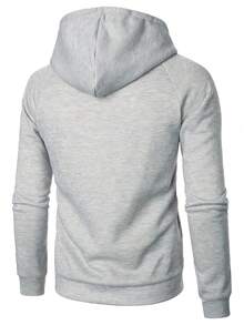 Manfinity Homme Sudadera con capucha de manga larga raglán de unicolor con cremallera y cordón para hombre - Gris Claro - Ver 2