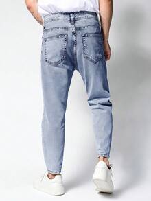 ROMWE MEN Street Life Quần Jeans Nam Ôm Vừa Thường Ngày Có Túi - Rửa nhẹ - Xem 2