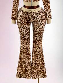 Amplova Women's Y2K 2000s Leopard Print Mini Pants Night Daily Beige Autumn - Brown - View 6