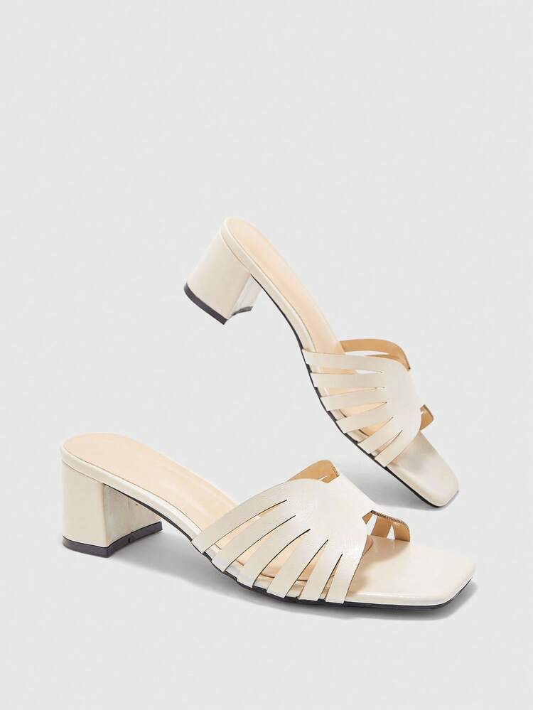 CUCCOO BIZCHIC Women's Apricot Cross-Strapped High-Heeled Sandals, Square Toe Comfortable High-Heeled Sandals, Commuter-Style Sandals - Apricot - View 9
