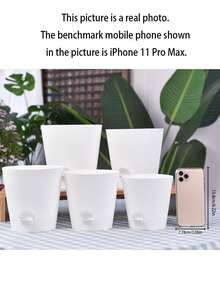 1/5 Pcs Multifunctional Self-Watering Plastic Planter Pot For Desktop Garden, Slouchy Automatic Water Absorption Flower Pot - White - View 9