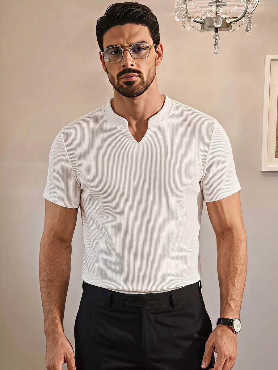 AXEPEAK Men's Solid Color Casual Versatile Daily Short Sleeve T-Shirt Vacation White Summer - White - View 1