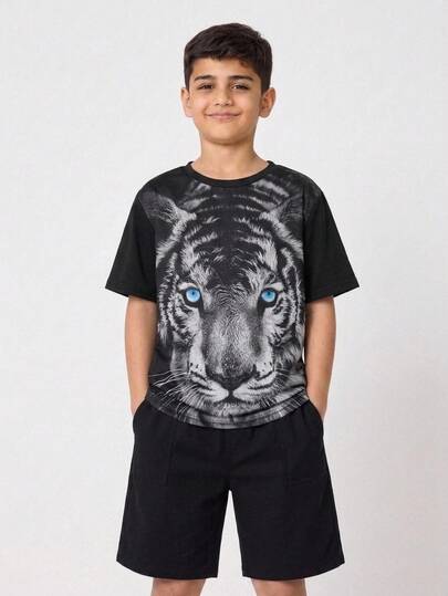 Tween Boy Tiger Print Tee