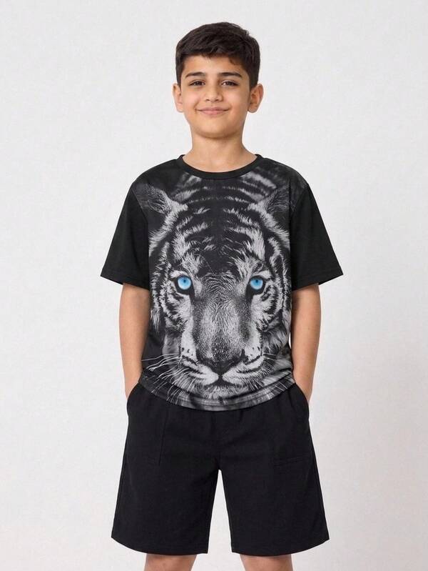Tween Boy Tiger Print Tee