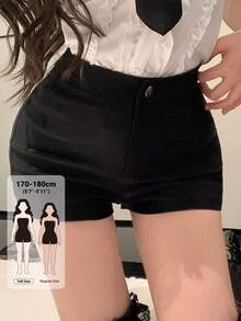 Dazy Tall Women's Fitted Elegant Basic Casual Shorts Going Out Night Black Summer - Black - View 1