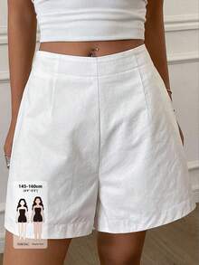 Livesso Petite Women's Summer Casual Versatile Solid Color Shorts - White - View 1
