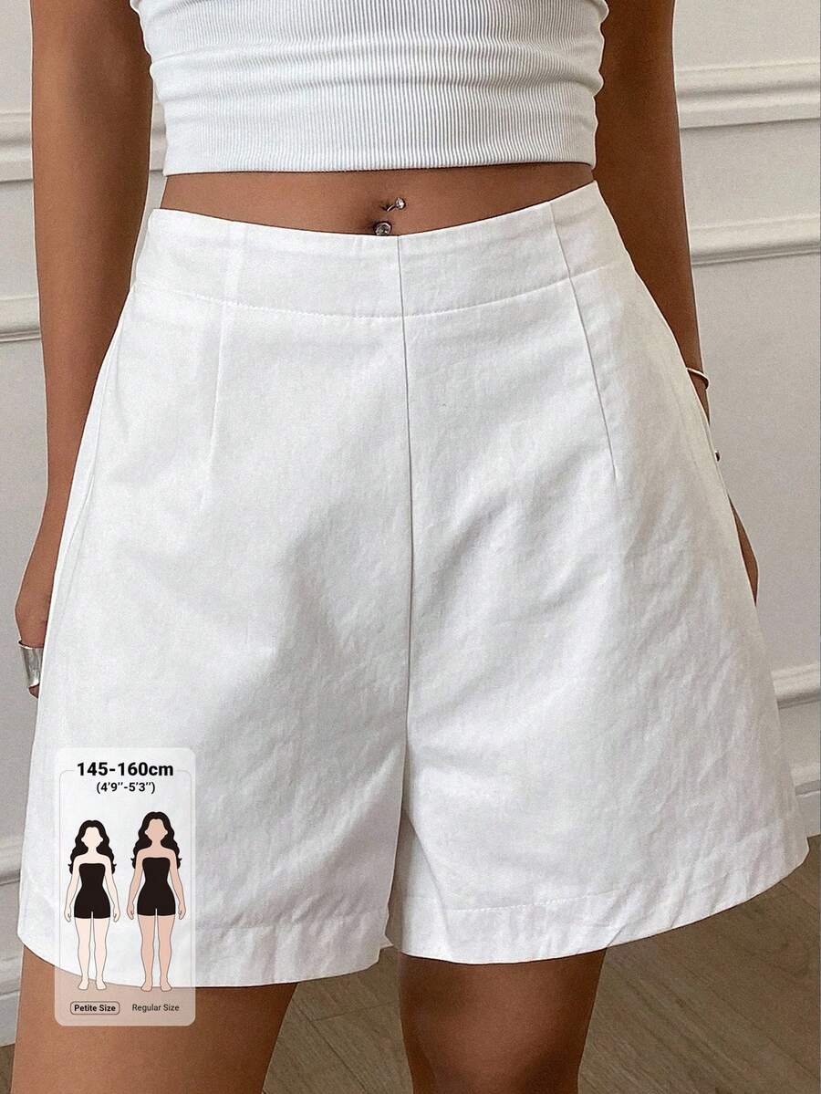 Livesso Petite Women's Summer Casual Versatile Solid Color Shorts - White - View 1