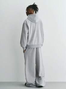 Sonviro Men's Minimalist Long Sleeve Hoodie And Pants Set Mens 2 Piece Set Grey Sweatsuit Man 2 Piece Set Gray Two Piece Set Men Mens Jogger Set - Grey - View 2