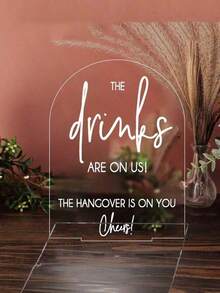 1PC 10*15CM Printed Wedding Bar Sign With Stand - "Drinks On Us, Headaches On You" - Modern Acrylic Decor, Suitable For Wedding Reception, Ceremony, Bridal Gift Table,Tabletop Installation,Decor Modern Wedding Decor Wedding Decor - tabletop ornament - View 4