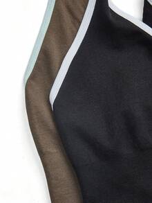 Velisys Velisys 2pcs/Set Regular One-Piece Leggings/Contrast Color Design/Basic Style/Sports One-Piece Leggings/Fitness/Yoga Seamless - Multicolor - View 3
