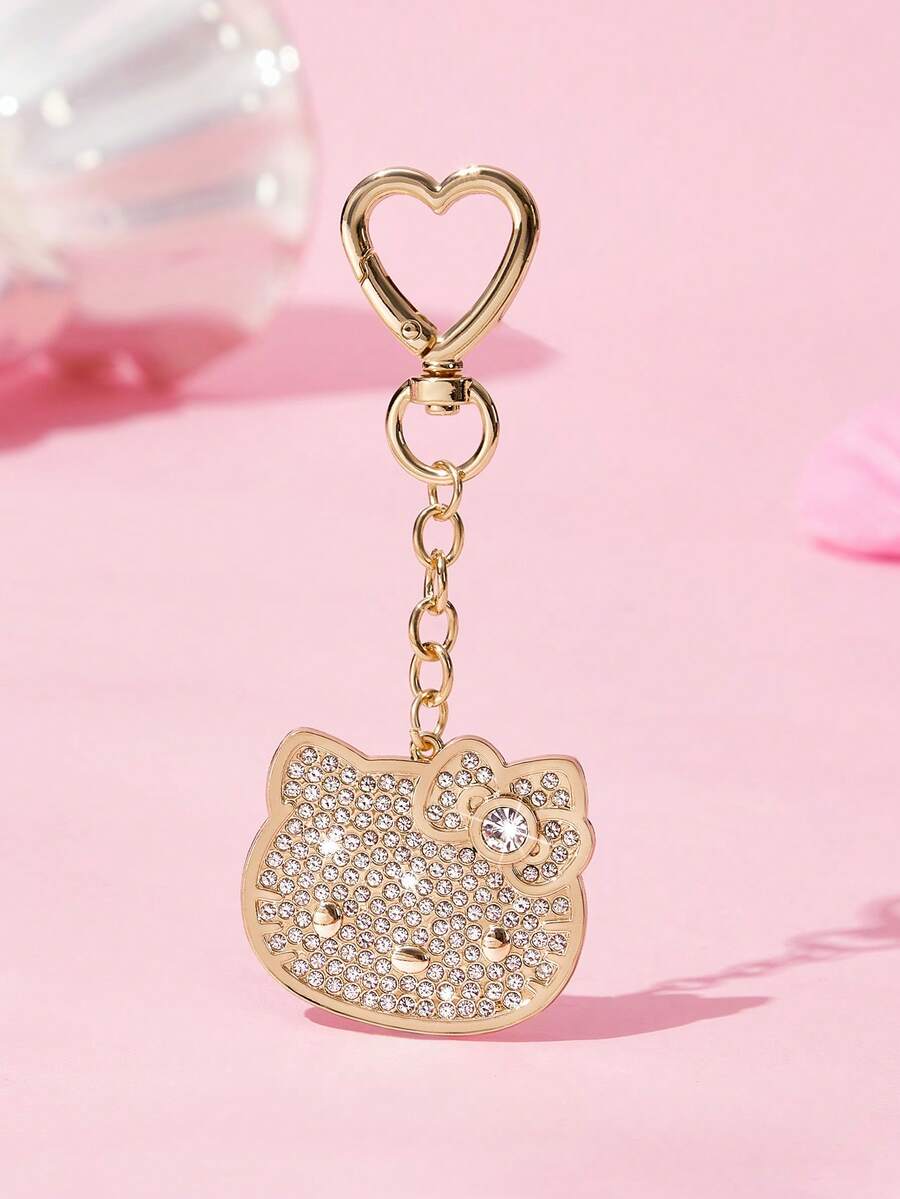 HELLO KITTY AND FRIENDS | SHEIN 時尚鋅合金閃亮水鑽包包吊飾,紀念品、收藏品、禮物,適用於裝飾錢包、書包、後背包、汽車配件,金色 - 無色 - 查看 1