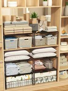 Expandable Wardrobe Organizer Rack - Space-Saving Vertical Storage Rack With Adjustable Height, Suitable For Clothes, Shoes, And Cabinets - Easy To Install, For Wardrobe Organization, Home Organization, Simple Design, Sturdy Structure, Home Storage - Multicolor - View 4