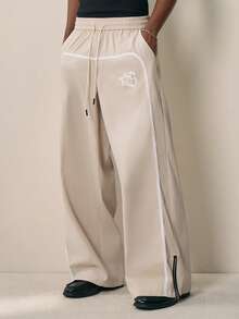 Sonviro Men's Printed Wide Leg Zip-Up Street Pants Wide Leg - Khaki - View 1