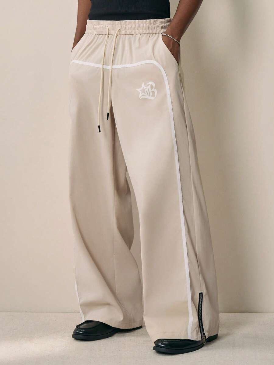 Sonviro Men's Printed Wide Leg Zip-Up Street Pants Wide Leg - Khaki - View 1