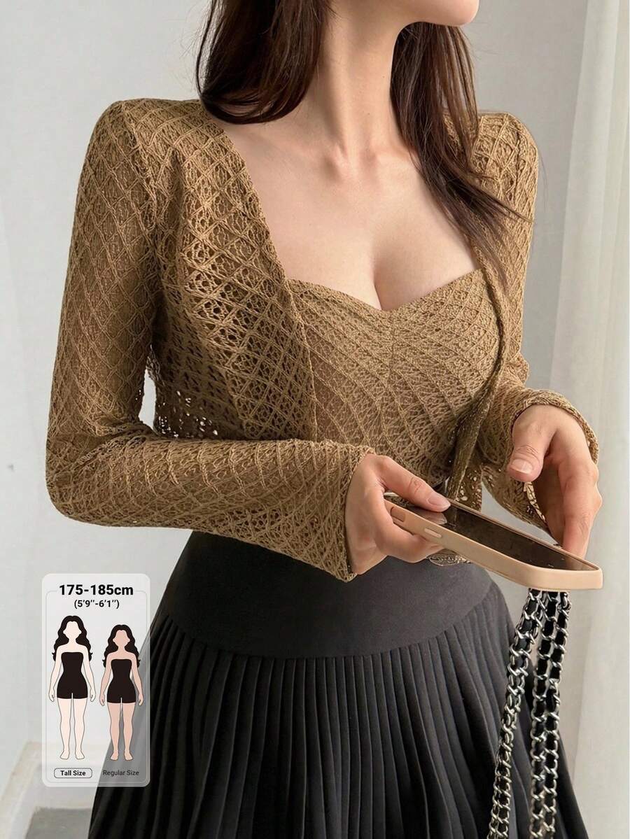 Dazy Tall Women's Textured Fabric Camisole And Cardigan 2 Pieces Set, Casual And Elegant Vacation - Khaki - View 1