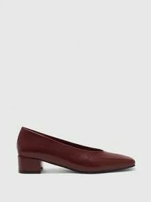 CUCCOO BIZCHIC Women's Spring/Summer New Vintage Burgundy Square Toe Low Vamp Daily Commute Versatile Mid-Heel Pumps - Jujube - View 2