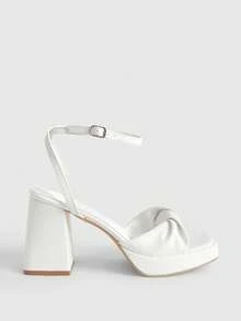 CUCCOO LuxiPop Women's Fashion White PU Platform High Heel Sandals, Summer - White PU - View 1