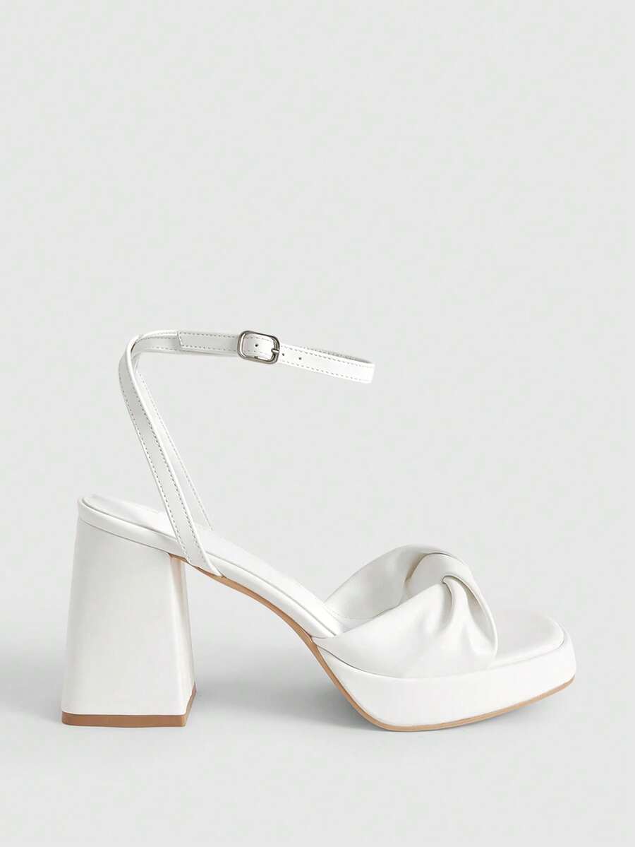 CUCCOO LuxiPop Women's Fashion White PU Platform High Heel Sandals, Summer - White PU - View 1