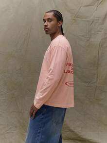 Musero Camiseta Gráfica de Manga Larga Cuello Redondo Oversize Armario Primavera&Verano - Rosa - Ver 5