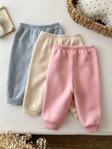 SHEIN Baby Girl Knitted Solid Color Strawberry Patch Casual Bottoms 3 Pieces Set - Multicolor - View 2