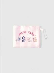 ROMWE Goth Cute Cat Pink And White Striped Bow Shoulder Bag Handbag Portable Shopping Bag - Pink White - View 6