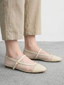 CUCCOO BIZCHIC Sederhana dan Elegan, Modis dan Serbaguna, Sepatu Flat Wanita Kasual untuk Kerja dan Perjalanan - Krem. - View 4