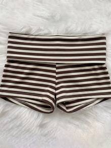 SHEIN Tween Girl Striped Colorblock Casual Versatile Daily Shorts - Multicolor - View 6