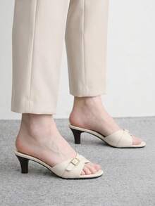 CUCCOO BIZCHIC Women Shoes Round Toe Beige Elegant Commuter High-Heeled Sandals, Spring And Summer Casual Wear Out And Wear Old Money Style Wear - Beige - View 4
