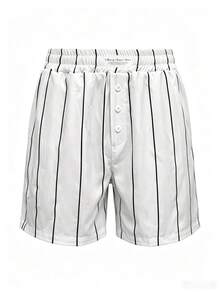 SUMWON Striped Woven Boxer Shorts 3-Pack With Elastic Waistband And Button Fly For Everyday Loungewear And Summer Comfort - Multicolor - View 11