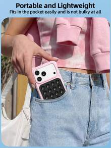 1 Piece Double-Sided Suction Cup Silicone Phone Sticky Handle, Suction Phone Case Holder, Hands-Free Sticky Phone Handle For Selfie And Video, Phone Finger Grip Holder - multicolor - View 4