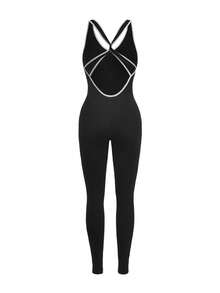 Velisys Velisys 2pcs/Set Regular One-Piece Leggings/Contrast Color Design/Basic Style/Sports One-Piece Leggings/Fitness/Yoga Seamless - Multicolor - View 11