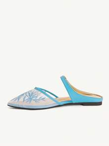 CUCCOO CHICEST Women's Embroidered Flats, Pointed Shoes, Summer Casual Daily Outdoor Beach Party Slippers, Comfortable - Blue - View 5