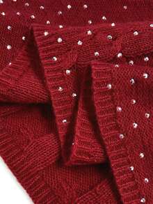 Franclia Women's Rhinestone Decorated Fish Tail Knit Skirt - Red - View 3