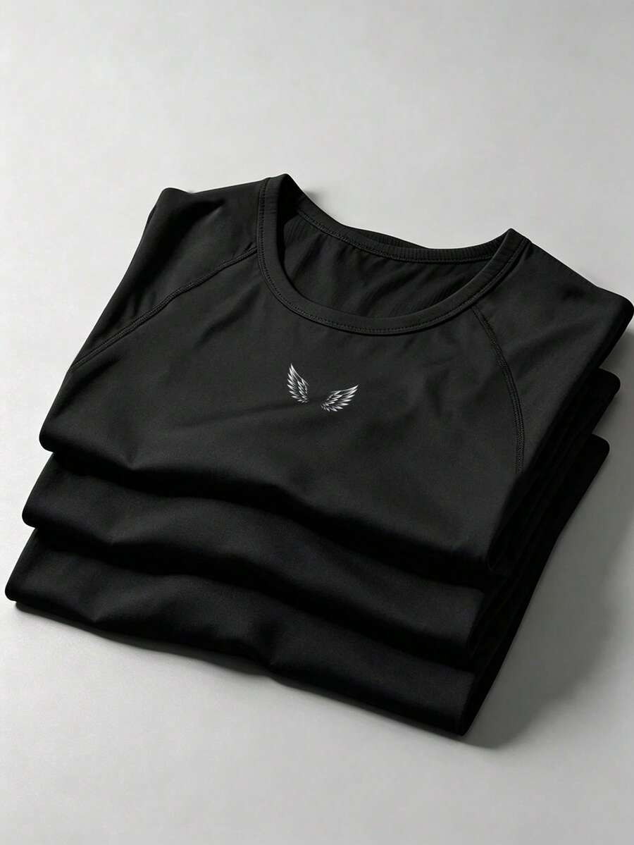Gym Rark Camiseta deportiva de manga corta con estampado de alas para hombre - Negro - Ver 1