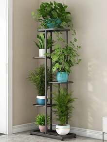 1pc Iron Flower Stand, Black Minimalist Style Plant Rack, Suitable For Living Room, Balcony Decor, 4-8 Tier Multi-Layer Storage Shelf, Multifunctional Display Rack - black - View 3