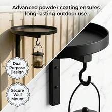 A 5-Piece Wall-Mounted Birdbath And Feeder Set Featuring A Rust-Resistant Metal Bird Feeder Tray With A Stand, Hooks, And Screws, Perfect For Outdoor Backyard And Garden Bird-Watching And Decoration. - Birds' Pleasure Device *5 - View 3