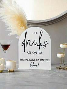 1PC 10*15CM Printed Wedding Bar Sign With Stand - "Drinks On Us, Headaches On You" - Modern Acrylic Decor, Suitable For Wedding Reception, Ceremony, Bridal Gift Table,Tabletop Installation,Decor Modern Wedding Decor Wedding Decor - tabletop ornament - View 5