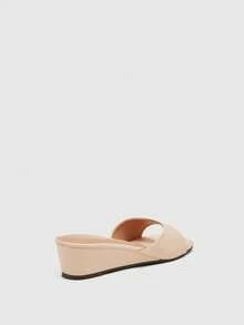 CUCCOO BIZCHIC Square Toe Wedge Heel Women's Casual Vacation Fashion Slide Sandals Outdoor Wear Open Toe Versatile Premium Look Sandals - Pink - View 7