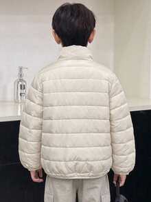 DAZY Tween Boy Winter Casual Versatile Solid Color Jacket - Beige - View 3